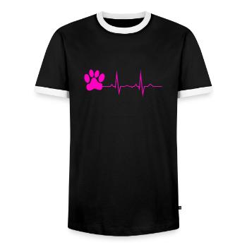 Herzschlag pfote Hund - Männer Kontrast-T-Shirt - Schwarz/Weiß - Vorne - AI Model Female 172 light (172cm) & AI Model Male 178 light (178cm)