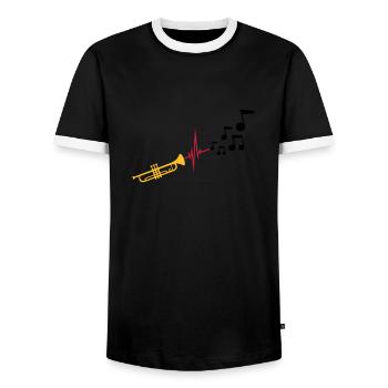 Notes Heartbeat Trompette - T-shirt contrasté Homme - noir/blanc - Devant - AI Model Female 172 light (172cm) & AI Model Male 178 light (178cm)