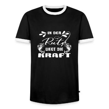 angeln eisangeln raubfisch catch and release - Männer Kontrast-T-Shirt - Schwarz/Weiß - Vorne - AI Model Female 172 light (172cm) & AI Model Male 178 light (178cm)