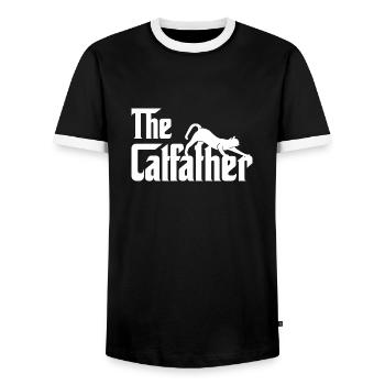 Katzentag - Männer Kontrast-T-Shirt - Schwarz/Weiß - Vorne - AI Model Female 172 light (172cm) & AI Model Male 178 light (178cm)