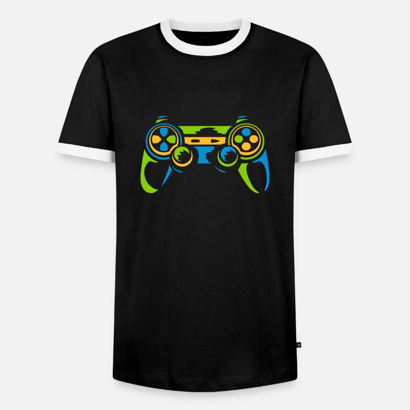 Bunter Controller Retro Konsole - Männer Kontrast-T-Shirt - Schwarz/Weiß