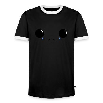 Cute sad face - Männer Kontrast-T-Shirt - Schwarz/Weiß - Vorne - AI Model Female 172 light (172cm) & AI Model Male 178 light (178cm)
