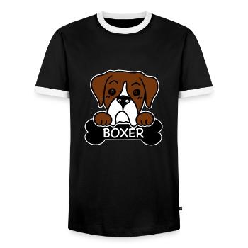 Boxer and bones - Men's Ringer Shirt - black/white - Front - AI Model Female 172 light (172cm) & AI Model Male 178 light (178cm)