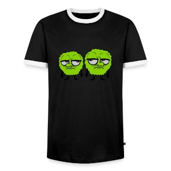2 Monster Augen verdrehen - Männer Kontrast-T-Shirt - Schwarz/Weiß - Vorne - AI Model Female 172 light (172cm) & AI Model Male 178 light (178cm)