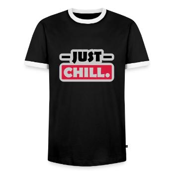 Just Chill Text Logo - Männer Kontrast-T-Shirt - Schwarz/Weiß - Vorne - AI Model Female 172 light (172cm) & AI Model Male 178 light (178cm)