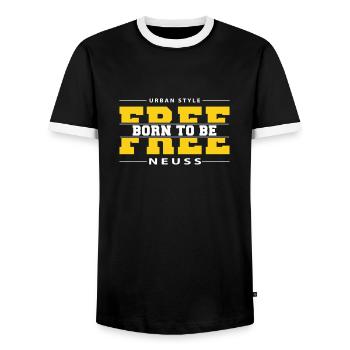 Neuss Meine Stadt Urban Style Born Free - Männer Kontrast-T-Shirt - Schwarz/Weiß - Vorne - AI Model Female 172 light (172cm) & AI Model Male 178 light (178cm)