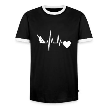 Slogan snowboard sports d’hiver snowboarders - T-shirt contrasté Homme - noir/blanc - Devant - AI Model Female 172 light (172cm) & AI Model Male 178 light (178cm)
