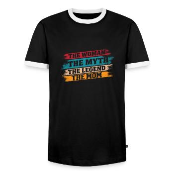 Mama Mama Die Frau Der Mythos Die Legende - Männer Kontrast-T-Shirt - Schwarz/Weiß - Vorne - AI Model Female 172 light (172cm) & AI Model Male 178 light (178cm)