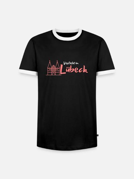 Verliebt in Lübeck - Männer Kontrast-T-Shirt - Schwarz/Weiß