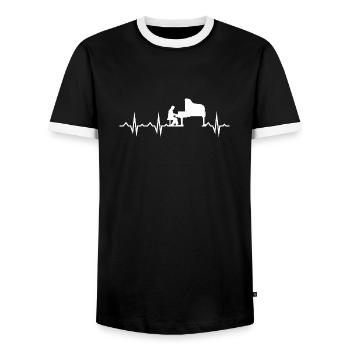 Piano Music - Men's Ringer Shirt - black/white - Front - AI Model Female 172 light (172cm) & AI Model Male 178 light (178cm)