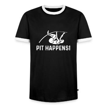 pit happens Design for a pole vault fans - Männer Kontrast-T-Shirt - Schwarz/Weiß - Vorne - AI Model Female 172 light (172cm) & AI Model Male 178 light (178cm)