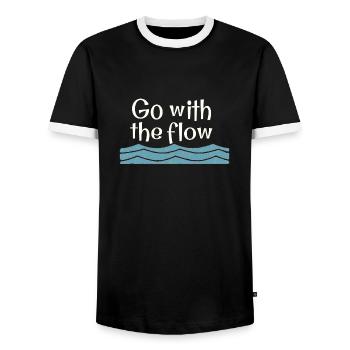 Go with the flow - Männer Kontrast-T-Shirt - Schwarz/Weiß - Vorne - AI Model Female 172 light (172cm) & AI Model Male 178 light (178cm)