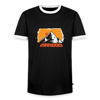 outddor horizon behind the mountain - Men's Ringer Shirt - black/white - Front - AI Model Female 172 light (172cm) & AI Model Male 178 light (178cm)