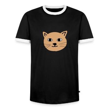 Visage de chat 1 - T-shirt contrasté Homme - noir/blanc - Devant - AI Model Female 172 light (172cm) & AI Model Male 178 light (178cm)