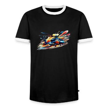 Hélicoptère - Color Splash - T-shirt contrasté Homme - noir/blanc - Devant - AI Model Female 172 light (172cm) & AI Model Male 178 light (178cm)