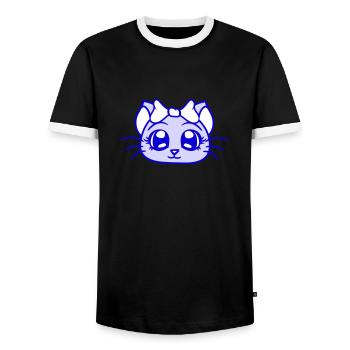 Cute Girl Cat Pretty Bow Woman Female - Men's Ringer Shirt - black/white - Front - AI Model Female 172 light (172cm) & AI Model Male 178 light (178cm)