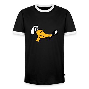 Visage de chien Petit Tête d’animal de compagnie Mignon - T-shirt contrasté Homme - noir/blanc - Devant - AI Model Female 172 light (172cm) & AI Model Male 178 light (178cm)