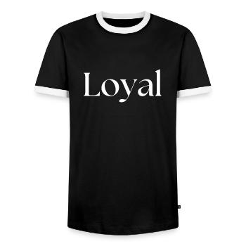 Loyal Loyalität - Männer Kontrast-T-Shirt - Schwarz/Weiß - Vorne - AI Model Female 172 light (172cm) & AI Model Male 178 light (178cm)