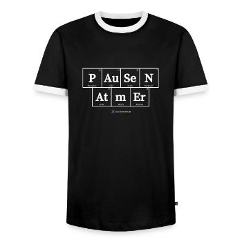 Pausen Atmer (dunkle Stoffe) - Männer Kontrast-T-Shirt - Schwarz/Weiß - Vorne - AI Model Female 172 light (172cm) & AI Model Male 178 light (178cm)