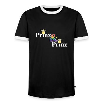 Prinz & Prinz 2 - Männer Kontrast-T-Shirt - Schwarz/Weiß - Vorne - AI Model Female 172 light (172cm) & AI Model Male 178 light (178cm)
