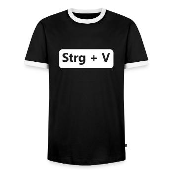 Ctrl C Ctrl V tshirt Funny partner look shirt - Men's Ringer Shirt - black/white - Front - AI Model Female 172 light (172cm) & AI Model Male 178 light (178cm)