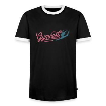 Gymnastics Gymnastics Gymnastics Athletics - Men's Ringer Shirt - black/white - Front - AI Model Female 172 light (172cm) & AI Model Male 178 light (178cm)