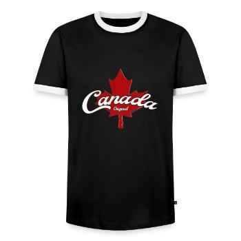 Canada Original curved written - Männer Kontrast-T-Shirt - Schwarz/Weiß - Vorne - AI Model Female 172 light (172cm) & AI Model Male 178 light (178cm)