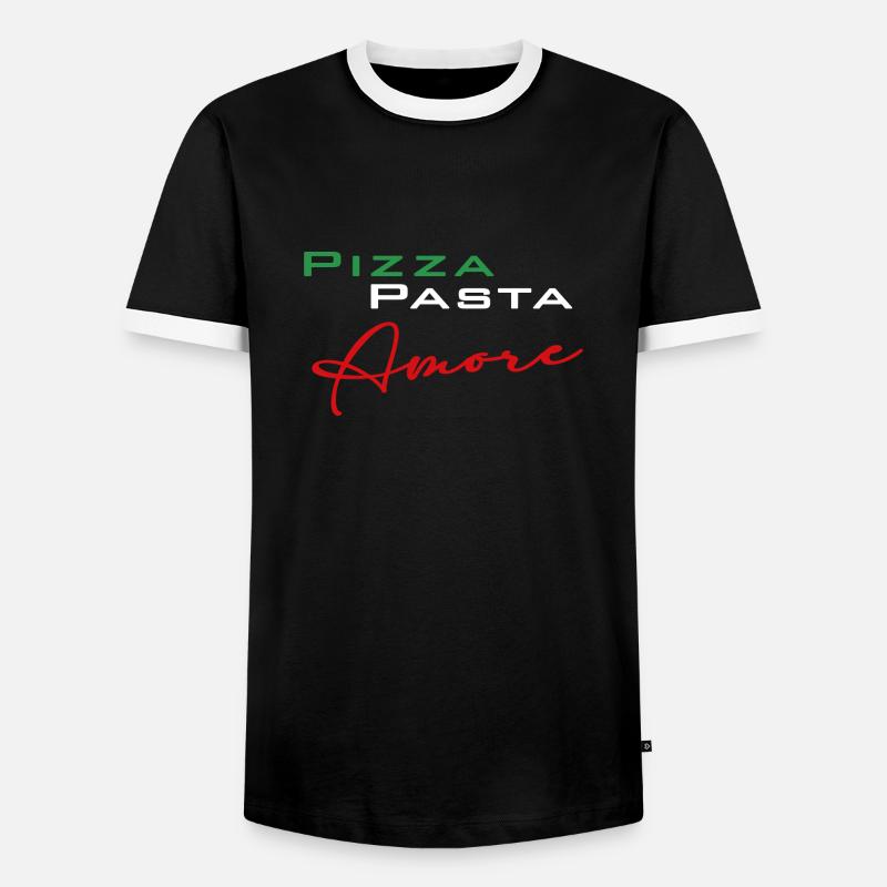 Pizza Pasta Amore - Männer Kontrast-T-Shirt - Schwarz/Weiß