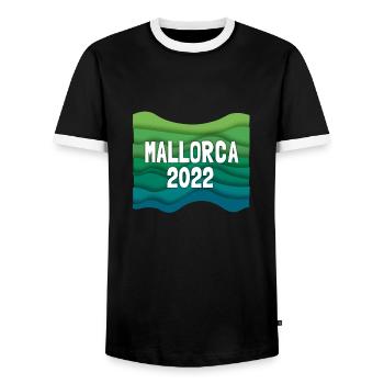 Mallorca 2022, Malle, Balearen,Spanien, Mittelmeer - Männer Kontrast-T-Shirt - Schwarz/Weiß - Vorne - AI Model Female 172 light (172cm) & AI Model Male 178 light (178cm)