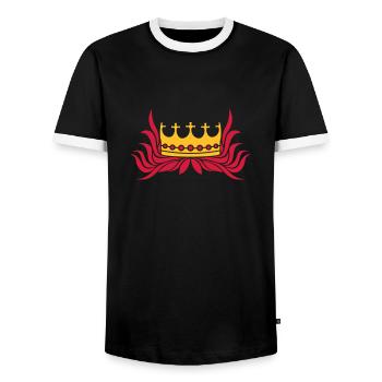 Red Hair Queen Crown - Men's Ringer Shirt - black/white - Front - AI Model Female 172 light (172cm) & AI Model Male 178 light (178cm)