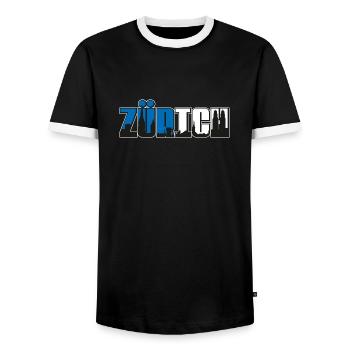 Zürich - Männer Kontrast-T-Shirt - Schwarz/Weiß - Vorne - AI Model Female 172 light (172cm) & AI Model Male 178 light (178cm)
