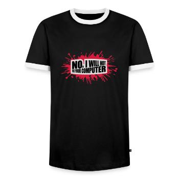 not fix your computer - Men's Ringer Shirt - black/white - Front - AI Model Female 172 light (172cm) & AI Model Male 178 light (178cm)