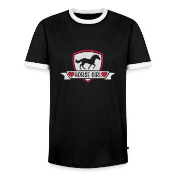Citation de fille de cheval disant - T-shirt contrasté Homme - noir/blanc - Devant - AI Model Female 172 light (172cm) & AI Model Male 178 light (178cm)