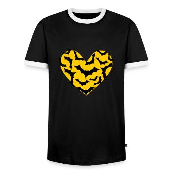 Souris des champs Cœur de chauve-souris Lune - T-shirt contrasté Homme - noir/blanc - Devant - AI Model Female 172 light (172cm) & AI Model Male 178 light (178cm)