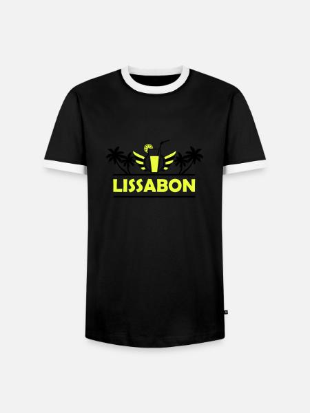 lissabon - Männer Kontrast-T-Shirt - Schwarz/Weiß