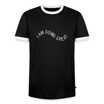 L’œil vigilant Elena Santos Je vais très bien - T-shirt contrasté Homme - noir/blanc - Devant - AI Model Female 172 light (172cm) & AI Model Male 178 light (178cm)