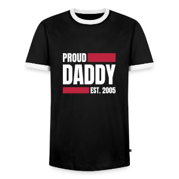 Proud Daddy 2005 - Men's Ringer Shirt - black/white - Front - AI Model Female 172 light (172cm) & AI Model Male 178 light (178cm)