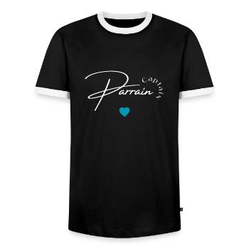 Captain parrain - T-shirt contrasté Homme - noir/blanc - Devant - AI Model Female 172 light (172cm) & AI Model Male 178 light (178cm)