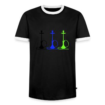 Hookah - Men's Ringer Shirt - black/white - Front - AI Model Female 172 light (172cm) & AI Model Male 178 light (178cm)