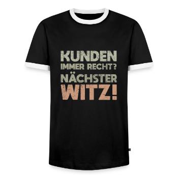 Kunden Immer Recht? Nächster Witz! - Männer Kontrast-T-Shirt - Schwarz/Weiß - Vorne - AI Model Female 172 light (172cm) & AI Model Male 178 light (178cm)