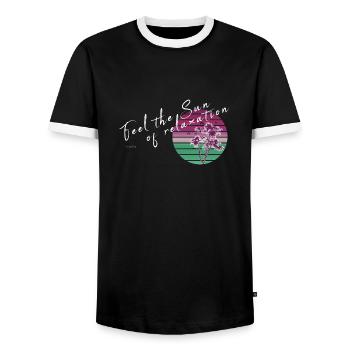 Feel the Sun - Men's Ringer Shirt - black/white - Front - AI Model Female 172 light (172cm) & AI Model Male 178 light (178cm)