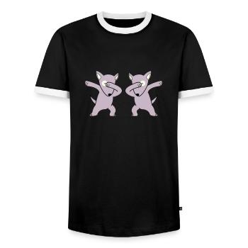 dabbing pour chien - T-shirt contrasté Homme - noir/blanc - Devant - AI Model Female 172 light (172cm) & AI Model Male 178 light (178cm)