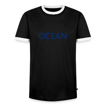 Ocean Lettering Design Logo Ozean Meer - Männer Kontrast-T-Shirt - Schwarz/Weiß - Vorne - AI Model Female 172 light (172cm) & AI Model Male 178 light (178cm)