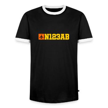 Custom Aviation - Airplane - Flying - Pilot - Men's Ringer Shirt - black/white - Front - AI Model Female 172 light (172cm) & AI Model Male 178 light (178cm)