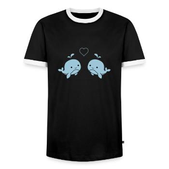 baby_wale_verliebt - Men's Ringer Shirt - black/white - Front - AI Model Female 172 light (172cm) & AI Model Male 178 light (178cm)