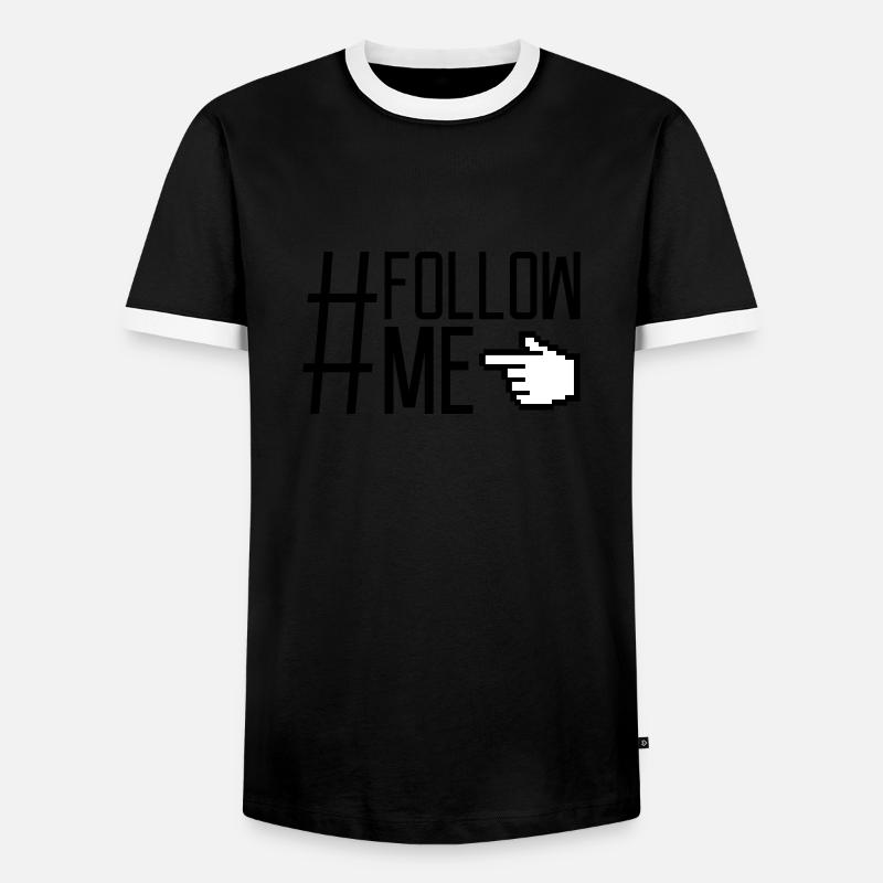 Hand pointer follow - Men's Ringer Shirt - black/white