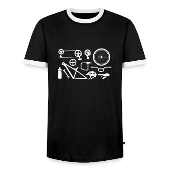 Fahrrad Teile - Rennrad Mountainbike Geschenk Bike - Männer Kontrast-T-Shirt - Schwarz/Weiß - Vorne - AI Model Female 172 light (172cm) & AI Model Male 178 light (178cm)