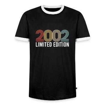 Vintage 2002 Birthday Year of birth Retro seashell - Men's Ringer Shirt - black/white - Front - AI Model Female 172 light (172cm) & AI Model Male 178 light (178cm)