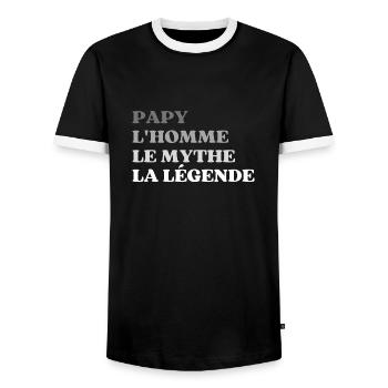 Papy l homme le mythe la légende - T-shirt contrasté Homme - noir/blanc - Devant - AI Model Female 172 light (172cm) & AI Model Male 178 light (178cm)