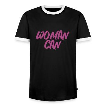 Woman - Männer Kontrast-T-Shirt - Schwarz/Weiß - Vorne - AI Model Female 172 light (172cm) & AI Model Male 178 light (178cm)